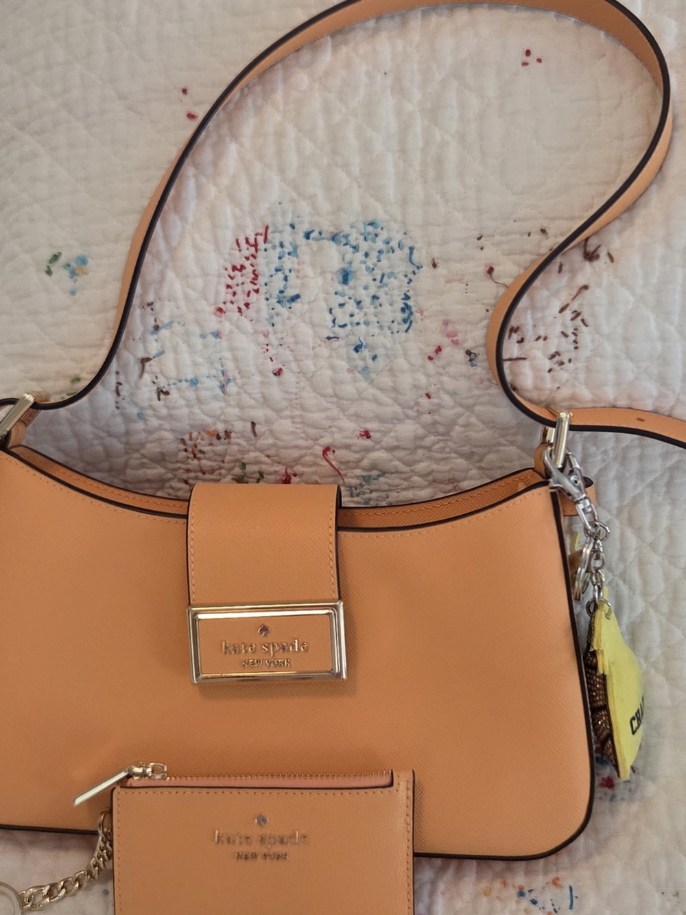 kate spade Peach-Orange Saffiano Shoulder Bag with Matching Wallet